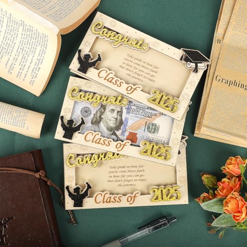 Image of 2025 Graduation Gifts Money Holder,3 Pcs Wooden Graduation Gifts Money Cards Envelope Wallet Gifts for Graduates, High School,Graduation Party Favor Supplies