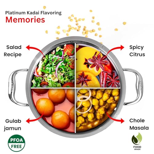 Vinod Platinum Triply Stainless Steel Extra Deep Kadhai with Lid, 5.5L Capacity (30 cm) | Triply Stainless Steel Kadai, Silver | Induction & Gas... - Image 4