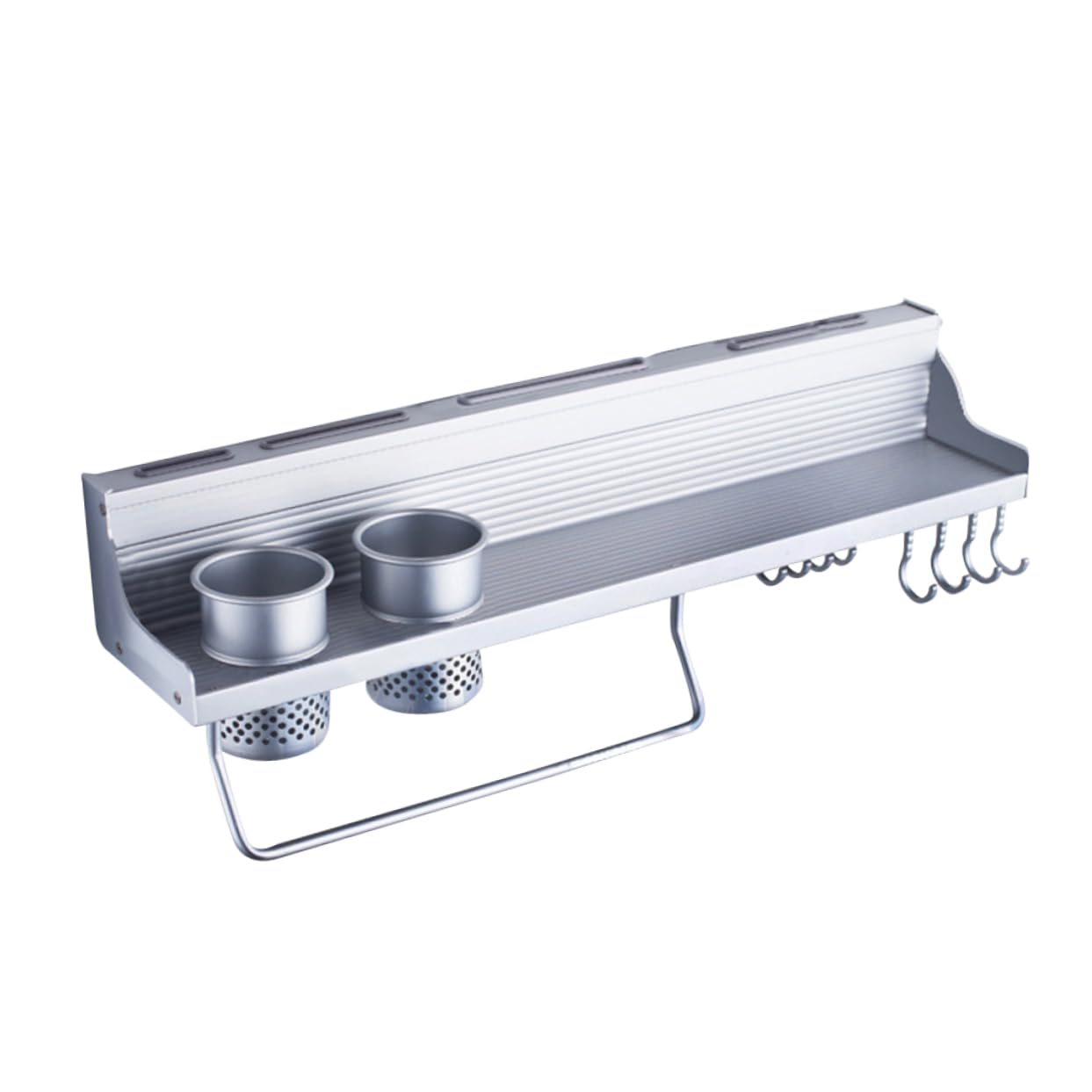 PRETYZOOM Estante de Cocina de Aluminio 8 Ganchos y 4 Ranuras para Especieros Moderno