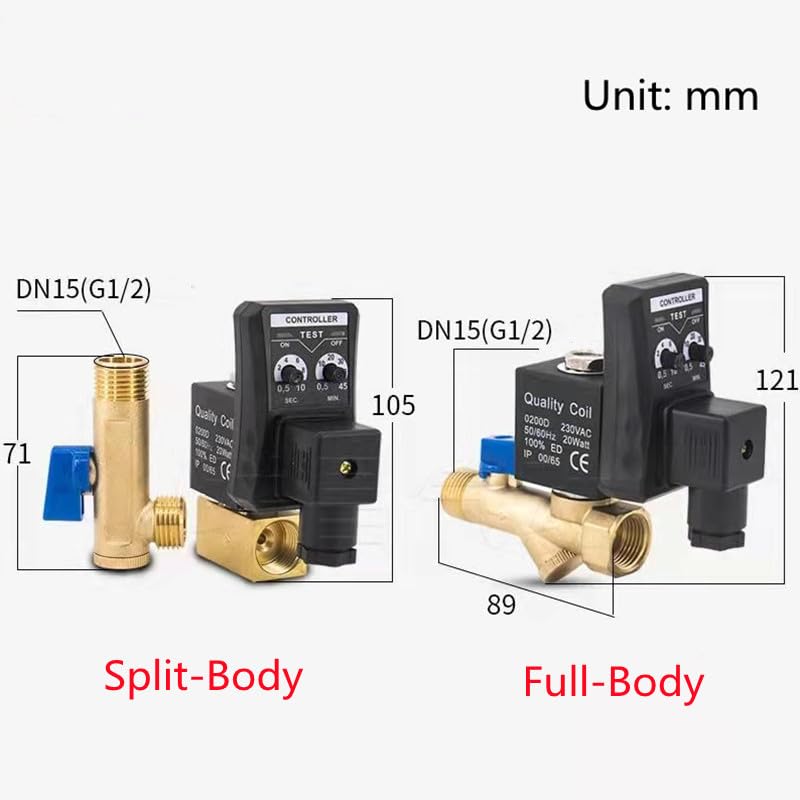 1 Uds 1/2 "DN15 válvula de drenaje automático compresor de aire interruptor de retardo de tiempo controlador de válvula magnética electromagnética AC220V 110V DC24V 12V(OPT Coil)