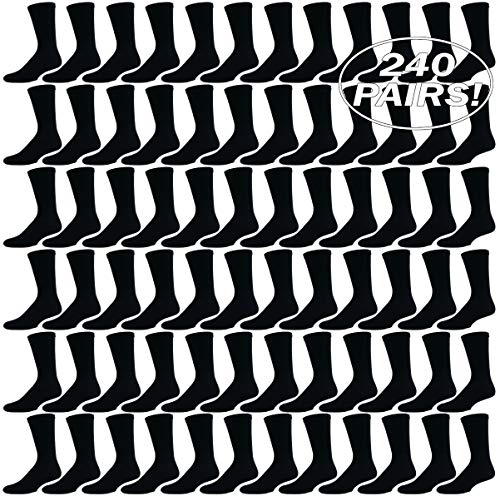 Winterlace 240 Pairs 80% Cotton Crew Socks for Men Women, Basic Sport Bulk Pack