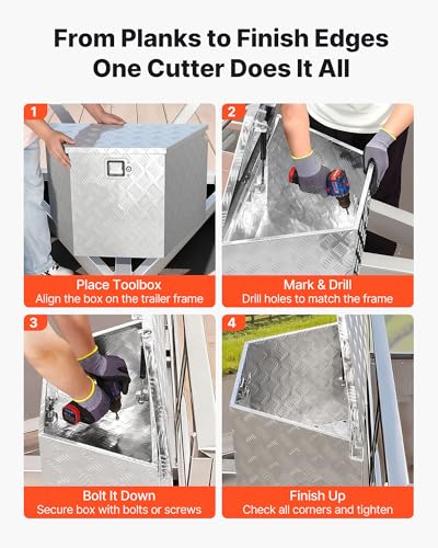 Image of VEVOR Trailer Tongue Box, Heavy Duty Trailer Tongue Tool Box Storage Organizer with Lock & Keys, Utility Tool Chest for Pickup Truck Bed, RV, SUV, Off-Road Vehicle, Aluminum, 33 inch x 19 inch x 18 inch, Silver