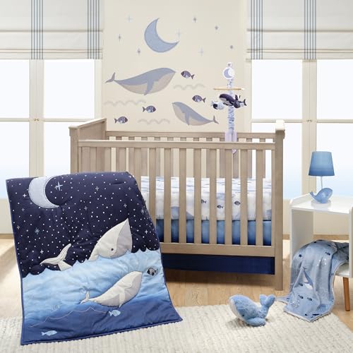 Image of Lambs & Ivy Bubbles & Squirt 3-Piece Whale /Ocean Aquatic Baby Crib Bedding Set