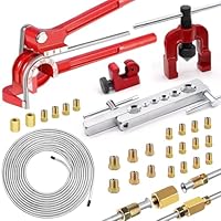 mxuteuk 26Pack 3/16-Zoll-Bremsleitungen-Kit enthält 25-Fuß-Zink-Bremsleitungen und Zubehör (16 Zubehörteile, 2 Anschlüsse+4 Muttern) Bremsleitungenbiegung, Einfachwerkzeug, Schneider