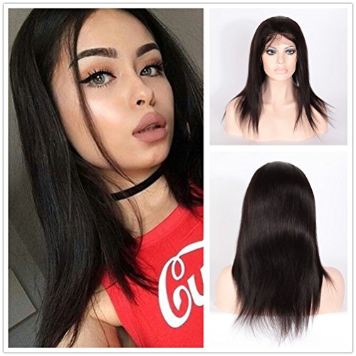 Wigsroyal #1b Light Yaki Lace Front Wigs Best Indian Remy Human Hair Wigs with Baby Hair 120 Density 14 Inch