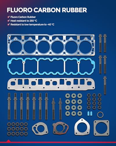 Image of KAX Engine Cylinder Head Gasket Set Compatible with Jeep Cherokee 1999-2001, Grand Cherokee 1999-2003, Wrangler 2000-2003 4.0L, Head Gasket Kit, OE# HS9076PT-4, ES71102, HB10440