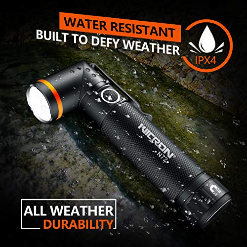 Nicron Flashlight, N72 800 Lumens Tactical Flashlight, 90 Degree Flashlight Ipx4 Waterproof Led Flashlight 4 Modes- Best High Lumens Are For Camping, Outdoor,Maintain (18650/Aaa Not Included) #TOP4