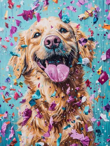 Diamond Painting Chien Adulte Broderie Diamant Chien 5D Kit Canevas Cristal