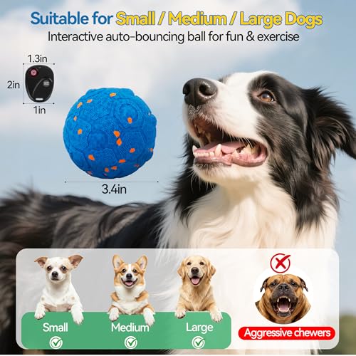 Image of Newget Interactive Dog Toy Ball with Remote, 3 Modes Smart Moving Dog Balls with Touch Wake-Up, Automatic Bouncing /Rolling Chew-Resistant for Medium & Large Dogs to Keep Busy, Indoor /Outdoor