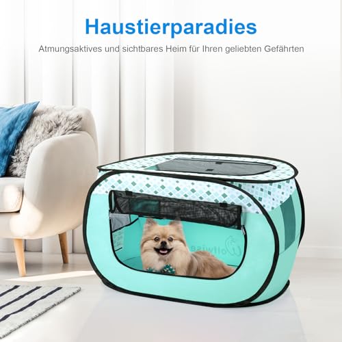 WolfWise Welpenlaufstall, Tragbarer Welpenauslauf 80 x 50 x 50 cm, Tierlaufstall für Wohnung, Laufstall für Hunde, Katzen, Welpen, im Innen- und Außenbereich, Katzengehege Outdoor Katzenzelt, Grün