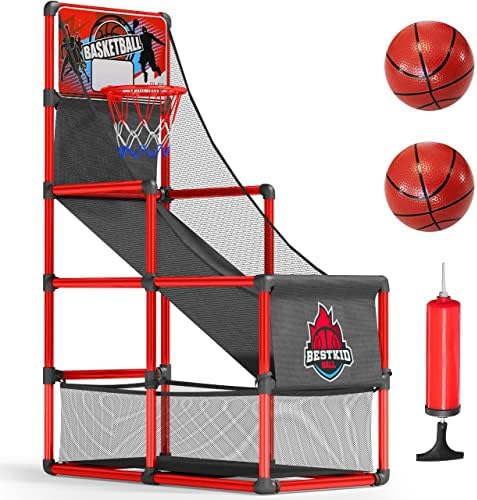 BESTKID BALL Arcade Basketball Hoop for Kids - Shootout Game Set Indoor Sports Toy - Fun and Entertaining Gift for Boys Girls Toddlers - Single