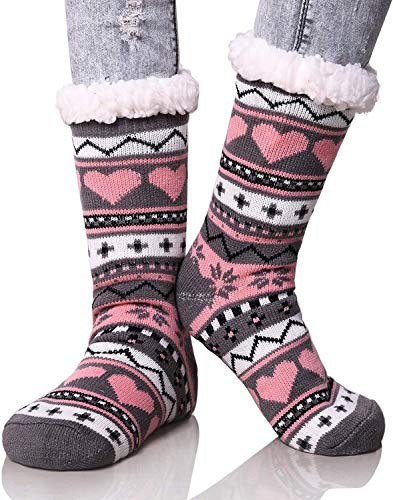 Fuzzy Cute Slipper Socks for Women Girls Reindeer Home Floor Soft Warm Fluffy Cozy Winter Christmas Socks