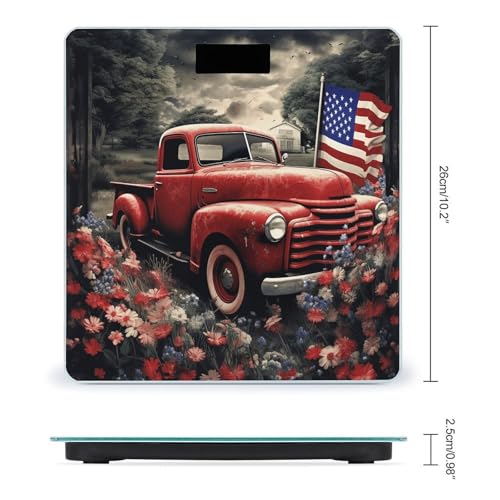 Báscula digital de baño con diseño de camión rojo vintage miniatura 2