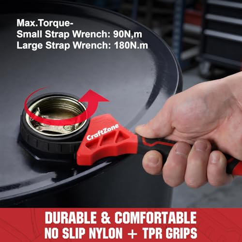 CRAFTZONE 2-Piece Anti-Slip Strap Wrench