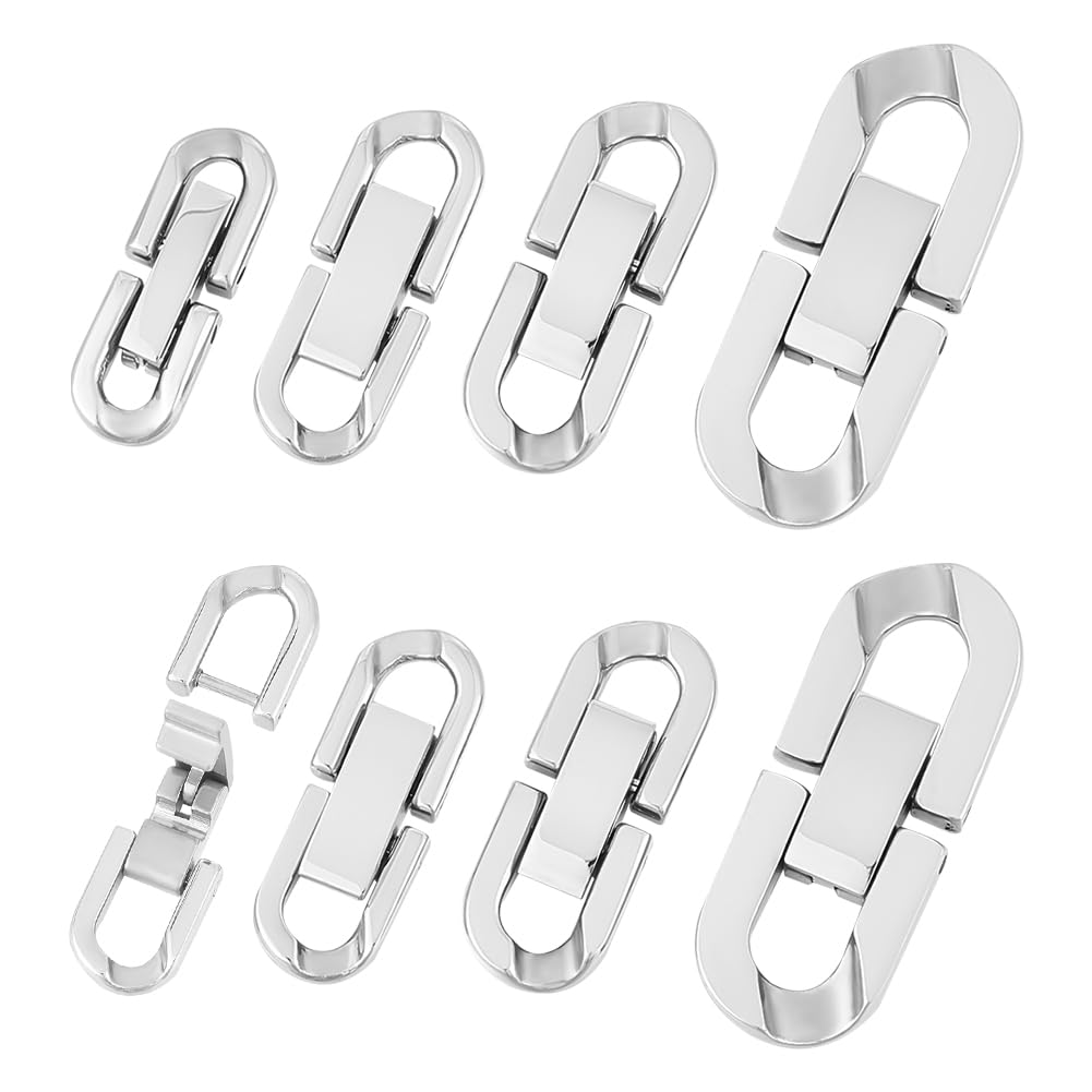 UNICRAFTALE 8Pcs 4 Sizes Stainless Steel Fold Over Clasps Oval Jewelry Extender Set