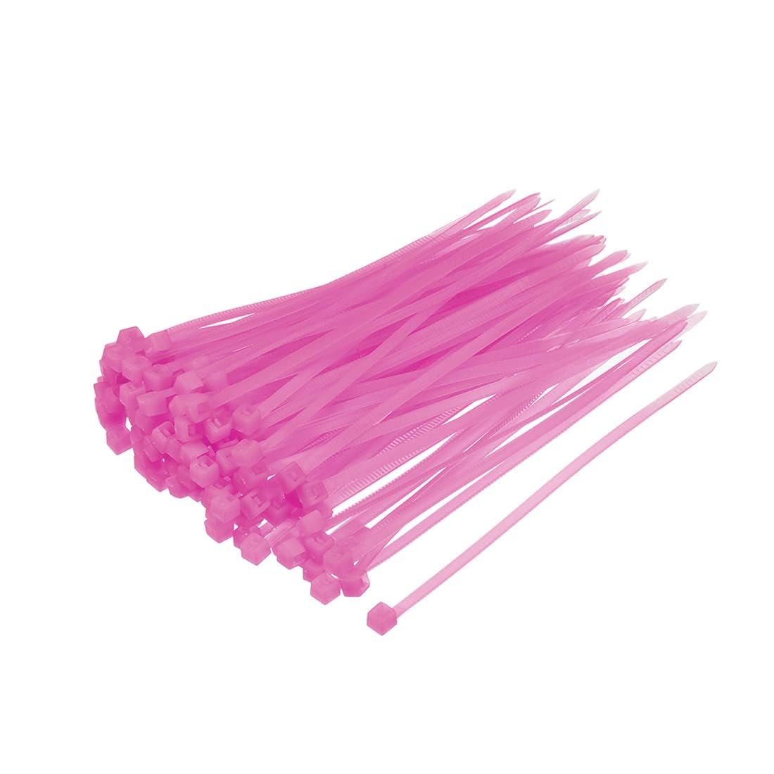 Pack of 200 (2.5mmX100mm) Heavy Duty PINK - Self Locking Cable Zip Ties for Industrial Grade-image-7