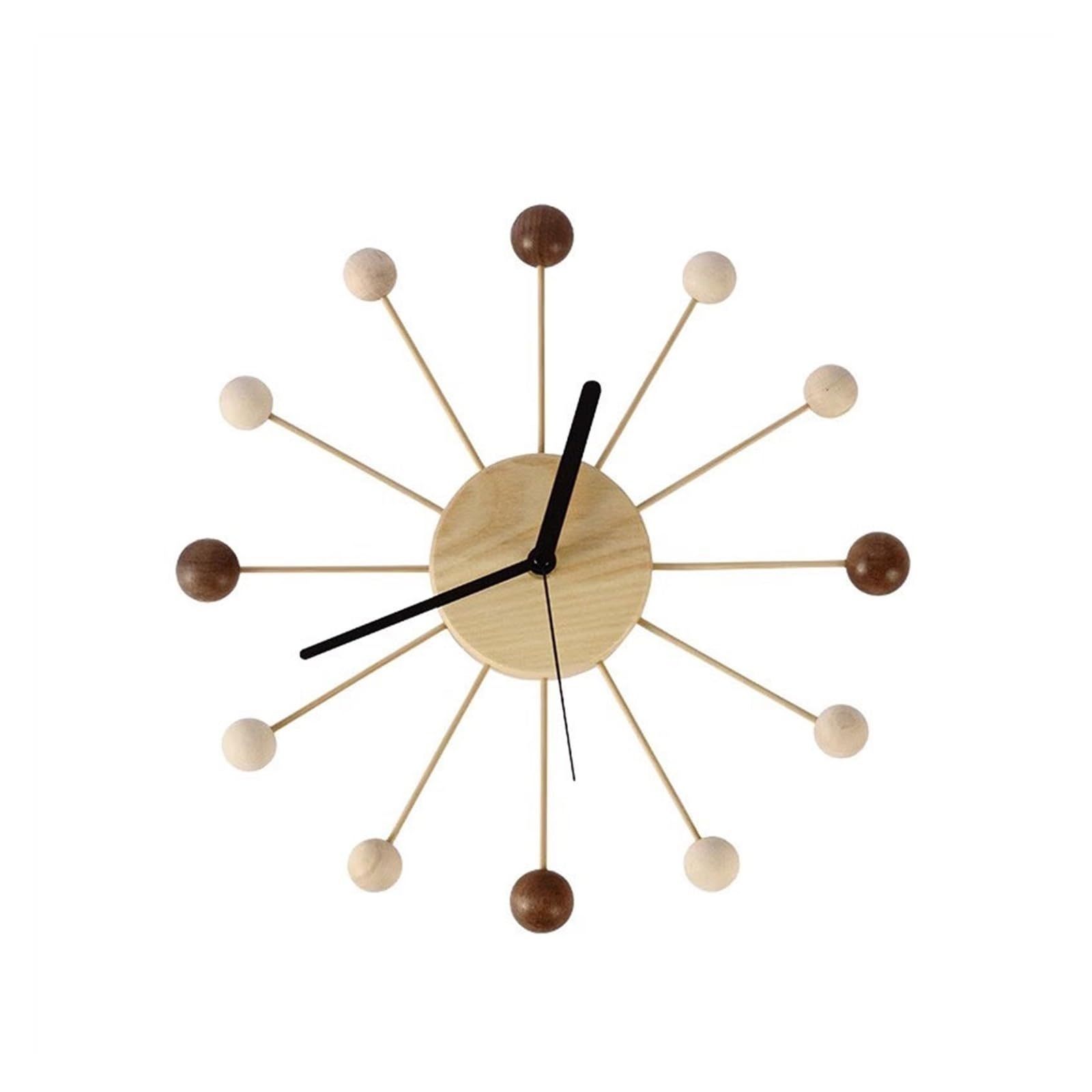 EINES Wall Clocks Living Room Household Creative Mute Clock Wooden Modern Simple Wall Clock Office Design Feeling(A)