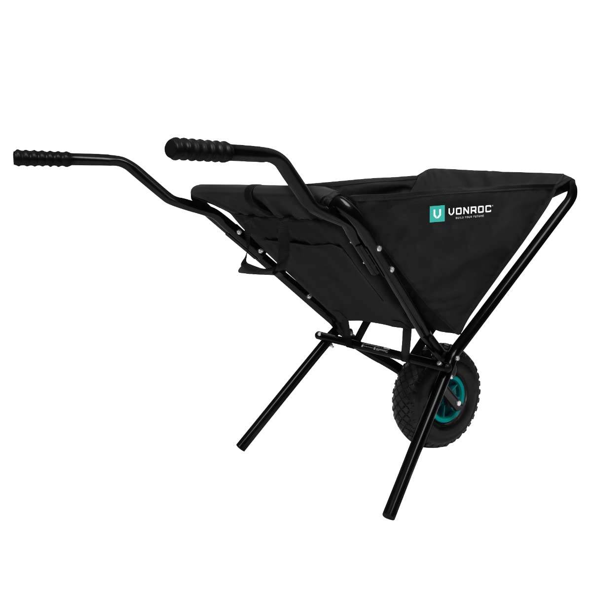 VONROC Schubkarre 50 Liter - Schubkarren faltbar mit Luft Gummireigen - Ideal als Gartenwagen und Transportkarre - Bis 30kg Belastbarkeit