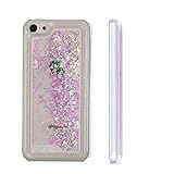 5C case, Cherry Blossom Sakura Liquid Quicksand Bling Heart Case for iPhone 5C,Iphone5C Flowing Floating Moving Love Heart Hard Case(Bling Cherry Pink )