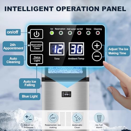 Image of Commercial Ice Maker Machine, 160 lbs /24H with 30 lbs Storage Bin