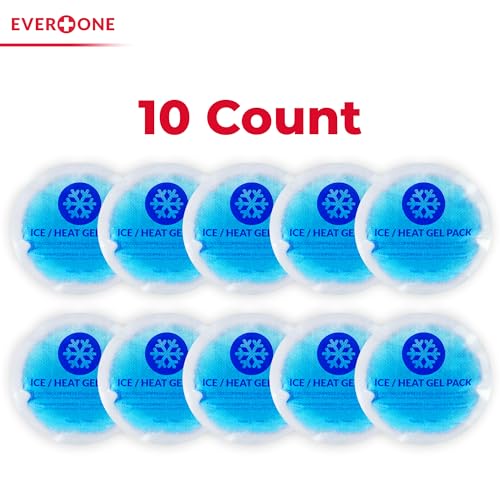 Image of EverOne Round Reusable Gel Ice Pack with Cloth Backing for Hot & Cold Therapeutic Use, First Aid, Injuries, Breastfeeding, 10 Count (Pack of 2)