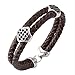 Bracelet en Cuir tressé à Double Corde Marron avec Zircon pour Hommes Femmes périmètre intérieur Boucle en Acier Couleur 205 mm