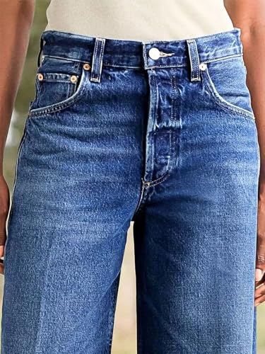 Flamingals Women’s High Rise Wash Roll Hem Straight Leg Jeans Trendy Denim Pants3