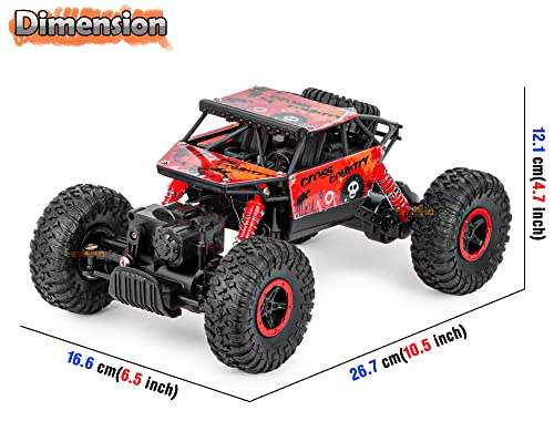 Image of Zest 4 Toyz Remote Control Rechargeable Rock Crawler Car 2.4G Radio Control rC Cars 4WD Off Road RC Monster Trucks Toys for Kids Boys (Red)