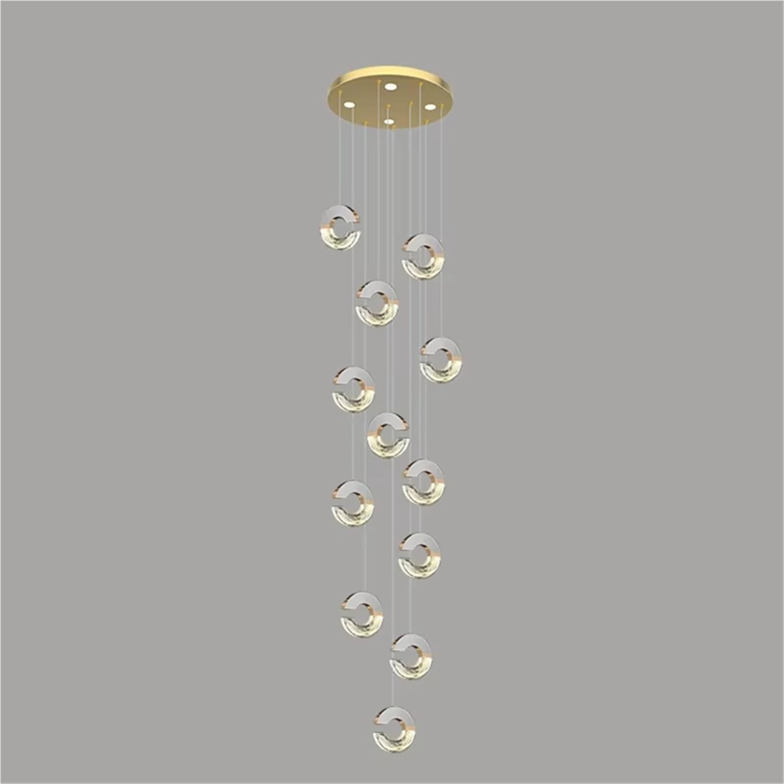 PCXEHUYP Scandinavian Modern Crystal Staircase Chandelier Luxury Villa Decoration Penthouse Living Room
