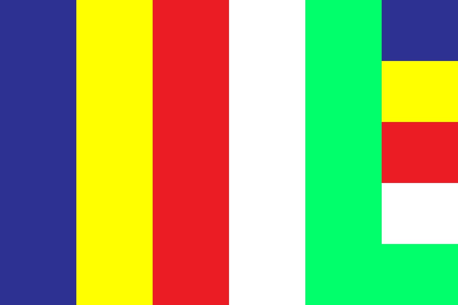 Drapeau bouddhique laotien grand emblème bouddhisme religieux Laos Pi Mai