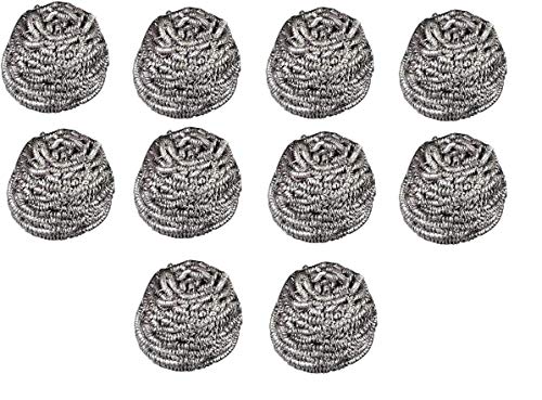 Khandekar 10 Pack Stainless Steel Sponge Scrubbers for Cleaning Dishes - Heavy Duty Mesh Steel Wool Scourers for Kitchen, Bathroom, Oven, Pot, Pans - 30 g