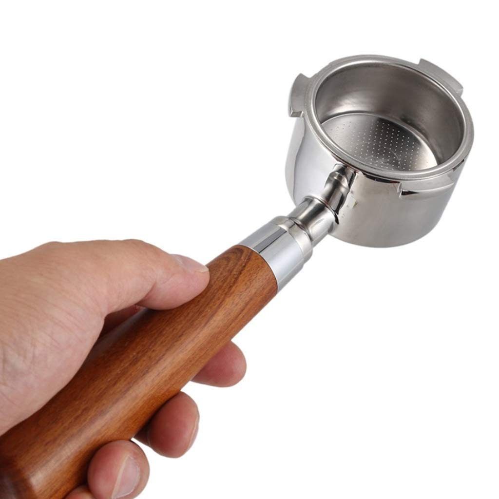 Bodenloser Siebträger Kaffee Filterkorb für 51mm Kaffeemaschine Kaffeezubehör (Braun)