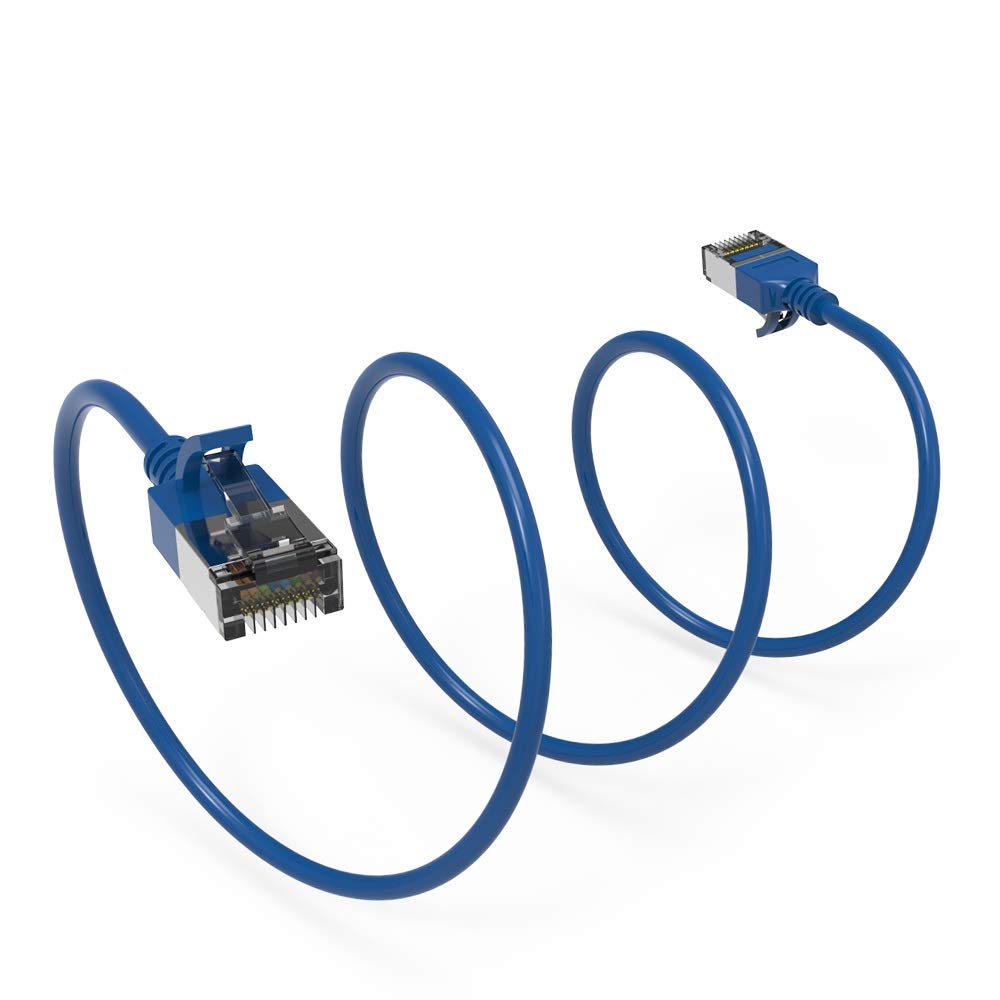Cable Central LLC Cat8 Slim Ethernet Cable U/FTP 7 ft (10 Pack) Blue - RJ45 Computer LAN 30AWG Cat8 Cable, Cat8 Patch Cable, Network Cable, Cat 8 Cable, Internet Cable, 40Gbps, 2000MHz - 7 Feet