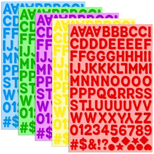 Felt Letters 490 Pcs Felt Letter Stickers 1 Inch Self-Adhesive Alphabet Number and Shapes Stickers for Scrapbook Supplies Fabric DIY Crafts Classroom Preschool & Homeschool Learning Decor (Colorful)