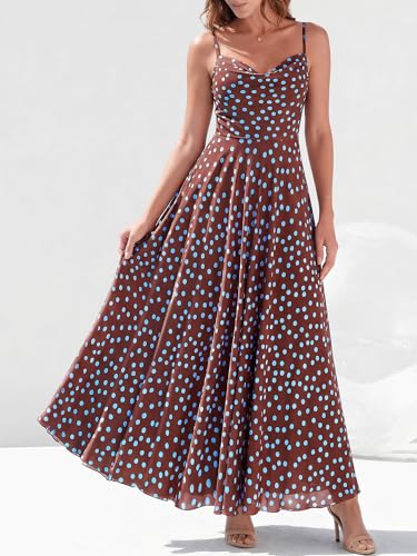Image of BTFBM Women Summer Maxi Dresses Elegant Wedding Guest Dress | Cowl Neck,Spaghetti Strap,Mesh,Floral,A-Line,Flowy,Party,Cocktail,Homecoming,Graduation,Sundress,Prom,Beach Long Dresses