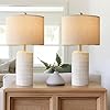 PoKat 23″ Modern Ceramic Table Lamp Set of 2 for Living Room White Desk Lamps for Bedroom Farmhouse Bedside Nightstand Bedside Lamp End Table Lamps Beige