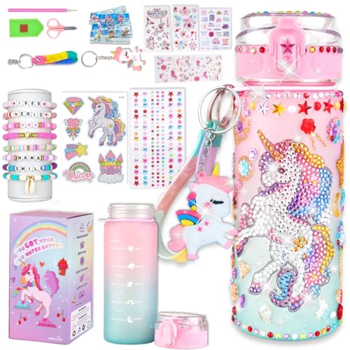 Sanilinwild Gifts for Girls Age 4-12-Decorate Your Own Water Bottle - DIY Friendship Bracelet Christmas/Easter/Birthday Gift Ideas Fun Arts and Crafts Gifts Toys for Girls