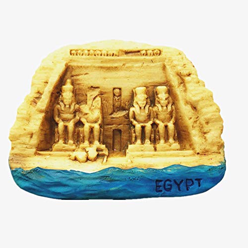 Imán 3D de recuerdo de Egipto del templo de Abu Simbel, decoración del hogar y la cocina, artesanía de poliresina, Templo de Abu Simbel, Egipto, imán para nevera