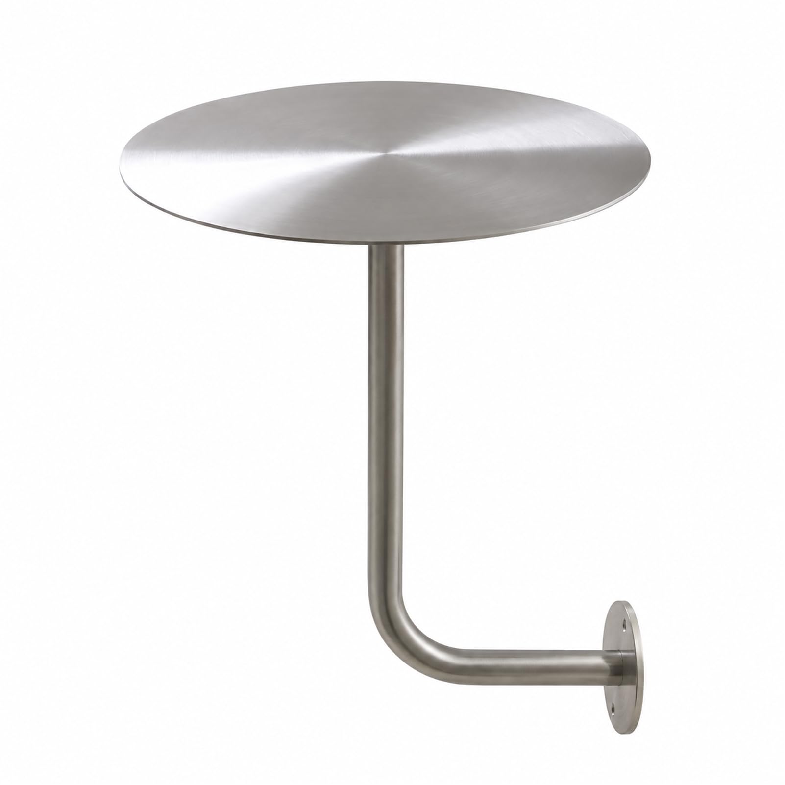 Mesa Auxiliar de Pared Redonda de Acero Inoxidable, Ø40 cm, Mesa Mural Flotante con Tablero de 3 mm, Soporte Estable hasta 25 kg, mesita compacta para Dormitorio, cafetería, Gimnasio y Sala de Espera