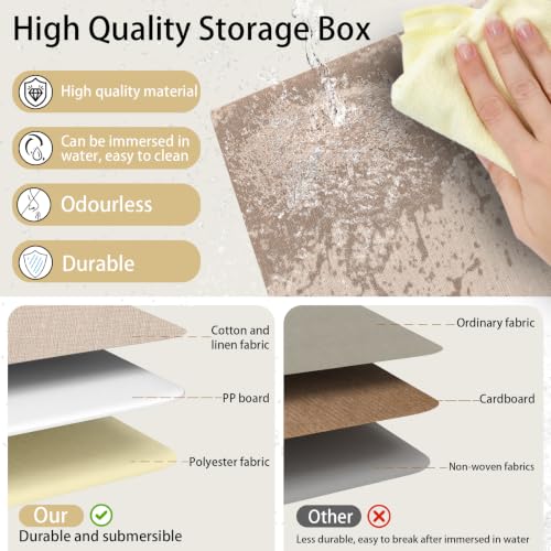 Yawinhe 3 Stück Aufbewahrungsboxen mit Deckel,38x25x25cm,Beige – Ansicht 5