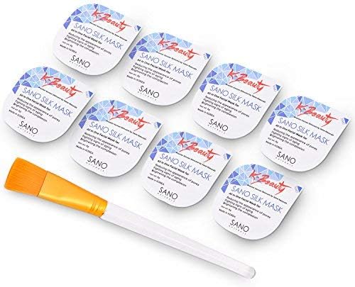 Korean Face Mask - Sano Silk Mask - Made In Korea - Skin Tightening Anti Aging Skin Care - Our All-In-One Facial Mask is the Best of Korean Beauty Products (8 Pack)