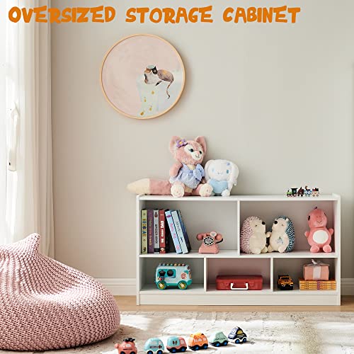 TOYMATE Toy Organizers and Storage, 5-Section Kids Bookshelf for Organizing Books Toys, School Classroom Wooden Storage Cabinet for Children's Room, Playroom, Nursery - Image 5