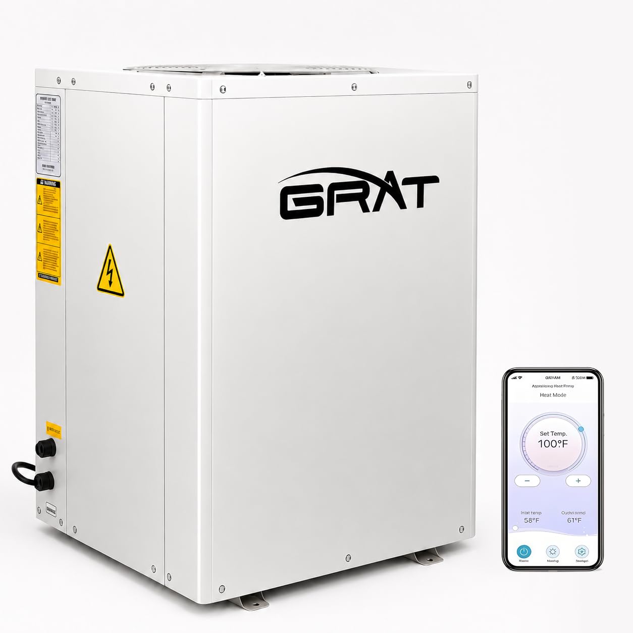 Photo 1 of Oibath GRAT 35,000 BTU Full Inverter Swimming Pool Heat Pump, Electric Pool Heater for Above Ground & Inground Pools Up to 9,000 Gallons, Top Air Discharge, WiFi Control, Heating & Cooling, 220-240V