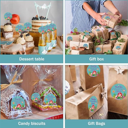 Image of Party Propz Thank You Cards - 21 Pcs, Mermaid Theme, Birthday & Return Gifts With Ribbon | Cardstock | Tags | Decoration Items