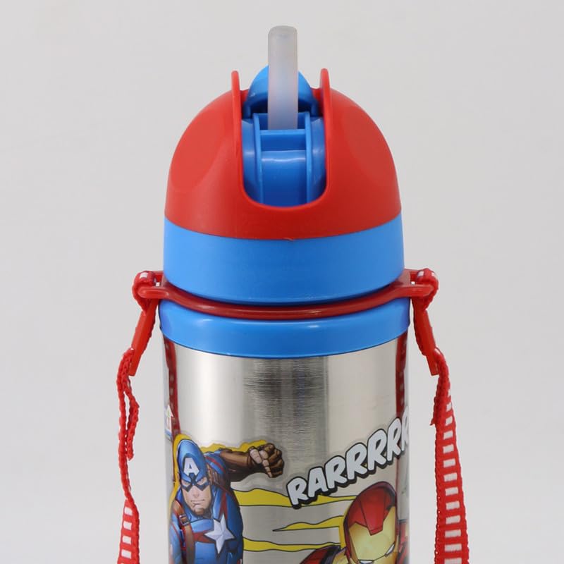 Image of SKi Homeware Sara Steel Water Bottle with Pop-up Starw and a sling strap, 650ML- Avenger