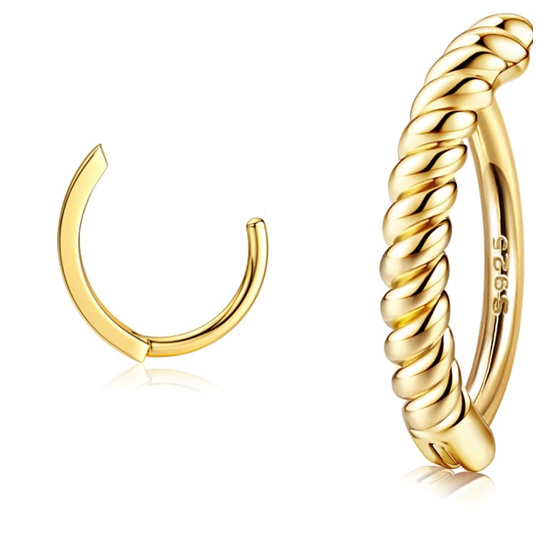 ORAZIO14G Anillos Para el Ombligo Clicker Para Mujer Plata de ley 925 Piercing Ombligo Plata/Oro Reverse Curved Ombligo Barbell Joyería Para el Cuerpo 10MM/12MM