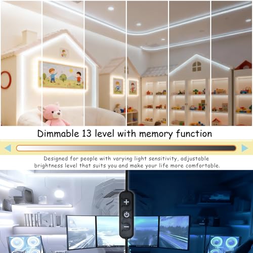 Image of 4 Set 10 FT White Led Strip Lights for Bedroom Dimmable 40 FT 720 LEDs Rope Light Flexible Super Bright White Tape Lights for Ceiling Room Home Decor Luces LEDs