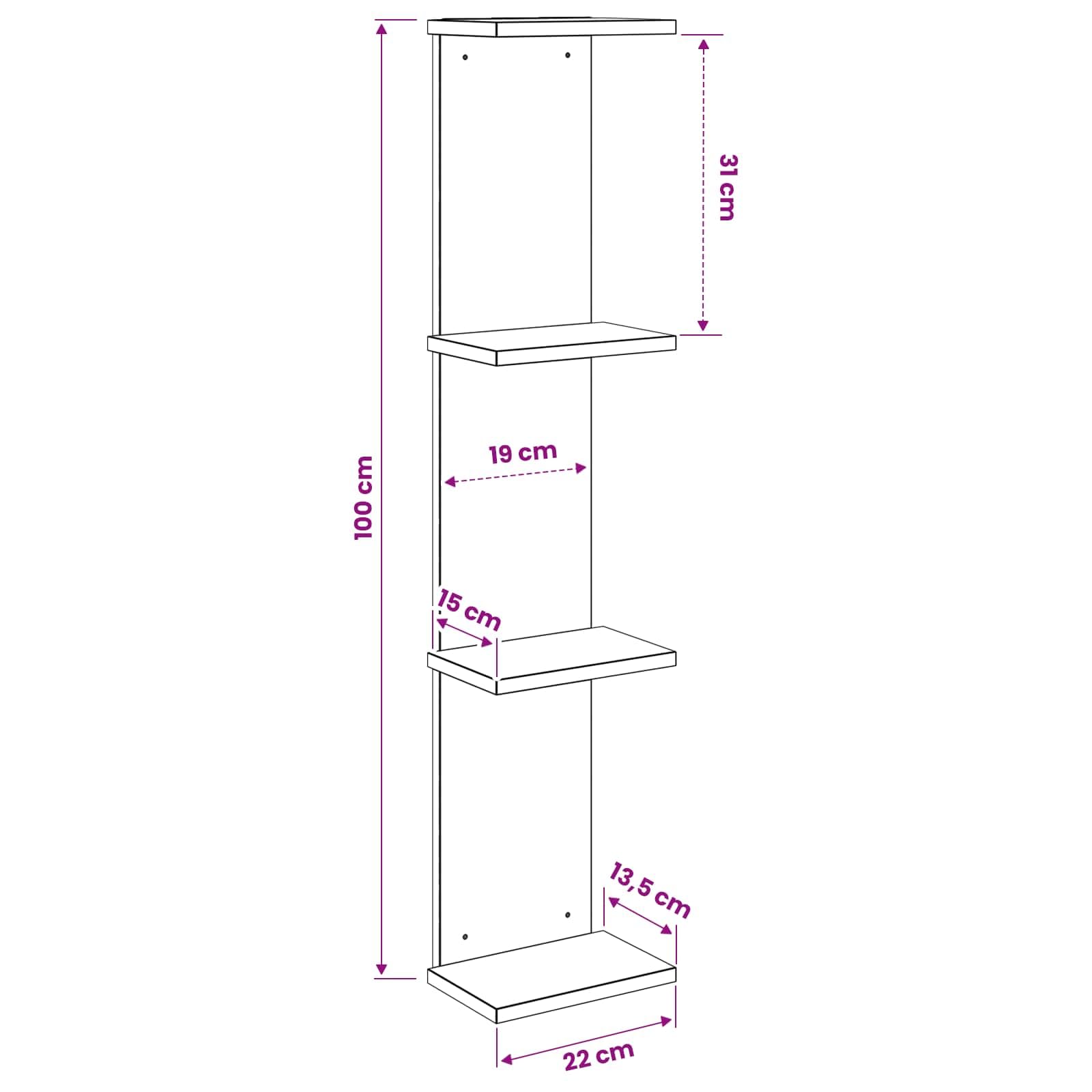 2 mensole da parete in rovere Sonoma, 22 x 15 x 100 cm, per soggiorno, camera da letto, cucina, bagno, corridoio, bambini, ufficio, salvaspazio, decorazione