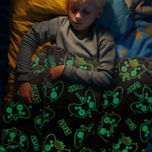 Gamer Gifts Toys for Teen Boys Girls - Glow in The Dark Blanket 2 4 6 8 10 12 13 Year Old Boy Gifts Gaming Controller for Kids Son Boyfriend Men Birthday Christmas 50"x60" - Image 3
