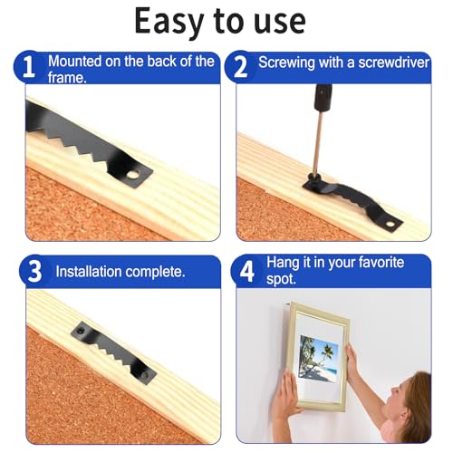Image of 150Pcs Sawtooth Picture Hangers Heavy Duty, 3 Colors Frame Hangers Canvas Hanger Hooks, Saw Toothed Picture Hanging Hardware Kit for Wall Painting Photo Artwork